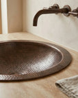 Copper Bathroom Sink Hammered Drop-In Basin – Round Vanity Sink