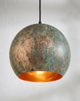 Handmade Verdigris Copper Globe Pendant Light for Rustic Interiors
