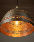 Handmade Hammered Copper Dome Pendant Light with Cutout Shade