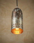 Verdigris Copper Cylinder Pendant Light – Handmade Rustic Hanging Lamp