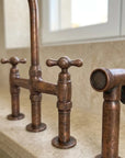 Rustic Copper Kitchen Mixer Tap with Pull-Out Side Sprayer