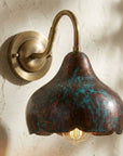 Handcrafted Patina Copper Sconce – Rustic Bedside Light