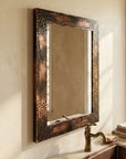 Aged Hammered Copper Bathroom Mirror – Rustic Vanity Decor