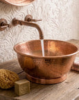 Hammered Copper Oval Vessel Sink – Rustic Bathroom Basin