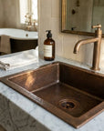 Hammered Copper Drop-In Bathroom Sink with Aged Finish