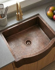 Curved Apron Patina Copper Farmhouse Kitchen Sink