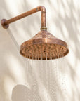 Handcrafted Aged Copper Rain Shower Head – Wall Mount