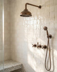 Aged Copper Rain Shower System with Handheld Sprayer