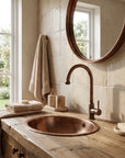 Vintage Copper Swan Neck Faucet – Single Lever Vanity Tap