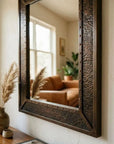 Rectangular Wall Mirror with Riveted Antique-Style Frame