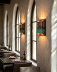 Hand Hammered Copper Wall Sconce with Verdigris Patina