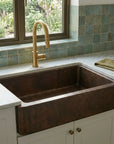 Dark Hammered Copper Farmhouse Apron Kitchen Sink