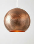Handcrafted Hammered Copper Globe Pendant Light