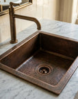 Hammered Copper Drop-In Bathroom Sink with Aged Finish