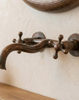 Aged Copper Wall Faucet – Vintage Cross Handle Sink Tap