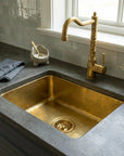 Hammered Brass Undermount Kitchen Sink with Rounded Corners