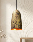 Handcrafted Gold Leaf Pendant Light – Rustic Ceiling Lamp