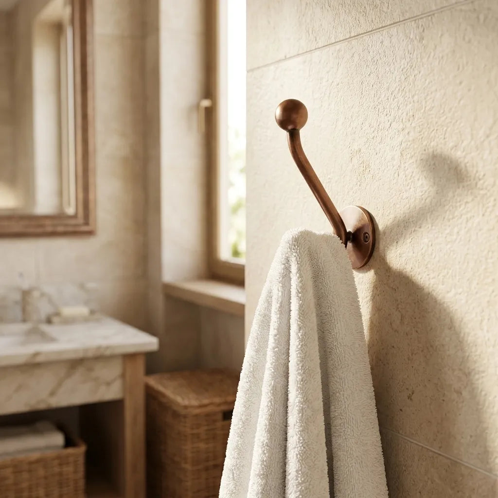 Rustic Aged Copper Wall Hook for Towels, Robes & Coats