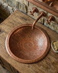 Handmade Hammered Copper Drop-In Bathroom Sink Basin