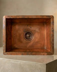 Handmade Rectangular Copper Vessel Sink for Rustic Bathrooms