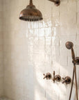 Aged Copper Rain Shower System with Handheld Sprayer