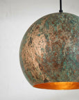 Handmade Verdigris Copper Globe Pendant Light for Rustic Interiors