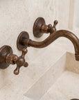 Rustic Copper Wall Faucet – Vintage Cross Handle Sink Tap