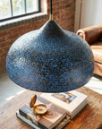 Handmade Blue Patina Copper Pendant Light – Rustic Dome Ceiling Lamp