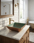 Handmade Oxidized Copper Vessel Sink – Square Hammered Bathroom Basin