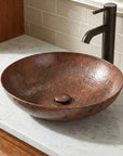 Handmade Hammered Copper Vessel Sink for Rustic Bathroom Vanity