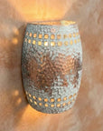 Handmade White Patina Copper Wall Sconce – Hammered Rustic Light