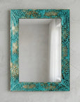 Turquoise Patina Copper Wall Mirror – Handmade Vanity Decor