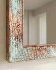 Verdigris Copper Wall Mirror – Artisan Patina Vanity Decor