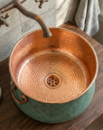 Verdigris Copper Bucket Sink with Hammered Vanity Bowl