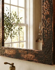 Aged Hammered Copper Bathroom Mirror – Rustic Vanity Decor