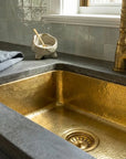 Hammered Brass Undermount Kitchen Sink with Rounded Corners