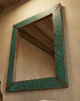 Verdigris Copper Wall Mirror – Rustic Hammered Vanity Decor