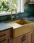 Handmade Hammered Unlacquered Brass Farmhouse Apron Kitchen Sink