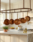 Rustic Copper Oval Pot Hanger – Ceiling Rack with Hooks