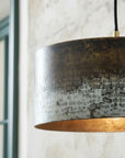 Handmade Oxidized Copper Drum Pendant Light for Kitchen Island