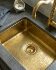 Hammered Brass Undermount Kitchen Sink with Rounded Corners
