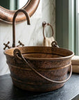 Handmade Hammered Copper Bucket Vessel Sink with Handles