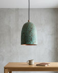Handcrafted Verdigris Copper Bell Pendant Light for Rustic Interiors