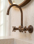 Vintage Copper Wall Sink Faucet with Goose Neck Spout