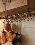 Aged Copper Under Cabinet Pot Rail with S Hooks
