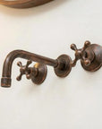 Aged Copper Wall Faucet with Vintage Cross Handles