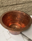 Handcrafted Hammered Copper Bar Sink – Rustic Round Prep Sink with Drain