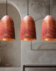 Set of 3 Handmade Hammered Copper Pendant Lights for Kitchen Island