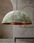 Handcrafted Verdigris Copper Dome Pendant Light for Kitchen Island