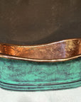 Handmade Green Patina Copper Vessel Sink – Rustic Oval Vanity Basin